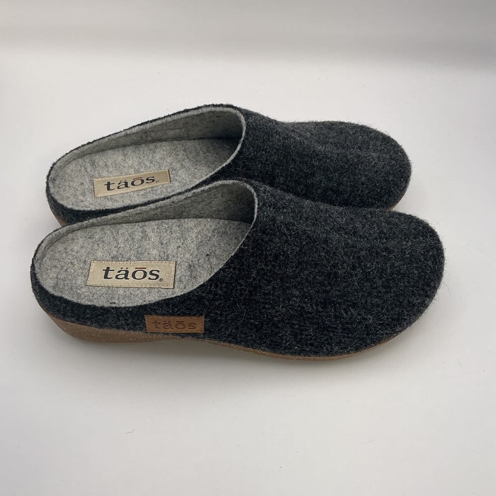 Taos Wooldridge Grey Wool Clogs Mules Made in Spain Women 39 EU 8 US - Picture 5 of 10